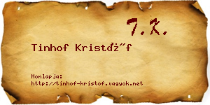 Tinhof Kristóf névjegykártya